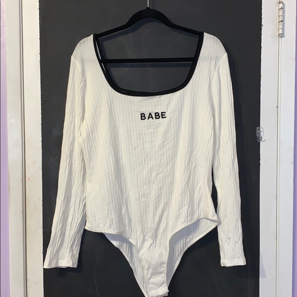 White Long-sleeve Knit Bodysuit